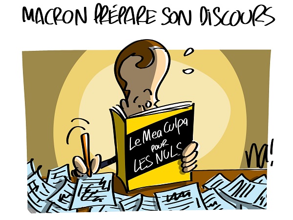 Le dessin du jour (humour en images) - Page 22 2402_macron_pr%C3%A9pare_son_discours