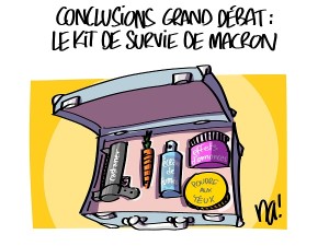 conclusions grand débat, le kit de survie de Macron
