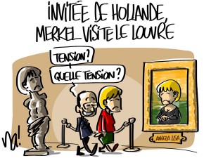 Nactualités : invitée de François Hollande, Angela Merkel visite le Louvre