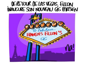 de retour de Vegas, Fillon inaugaure son QG de campagne