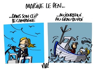 Marine Le Pen est sur un bateau