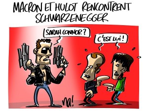 Macron et Hulot rencontrent Schwarzenegger