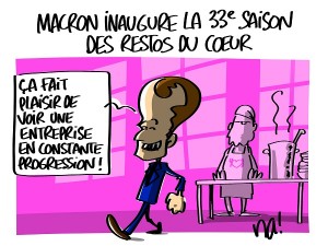 Macron inaugure la 33ème saison des restos du coeur