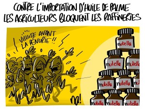 Contre l’importation d’huile de palme, les agriculteurs bloquent les raffineries