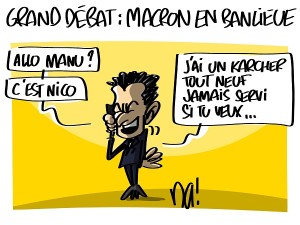 Grand débat, Macron en banlieue