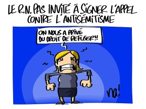 le RN pas invité à signer l’appel contre l’antisémitisme