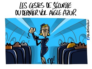 Les gestes de sécurité du dernier vol Aigle Azur
