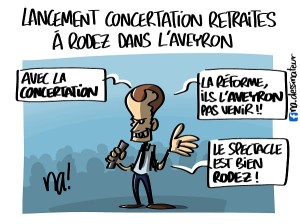 Lancement concertation retraites, à Rodez dans l’Aveyron