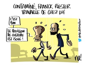 Contaminé, Franck Riester travaille de chez lui