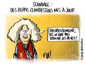 dessin bonus du jour : scandale, des repas clandestins mis à jour