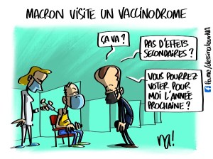 Macron visite un vaccinodrome