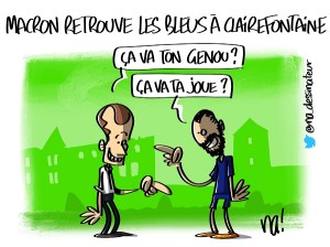 Macron retrouve les Bleus à Clairefontaine