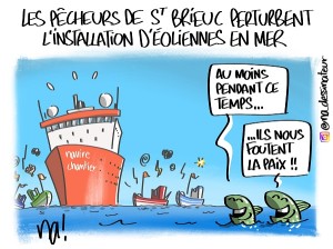 Les pêcheurs de St Brieuc perturbent l’installation d’éoliennes en mer